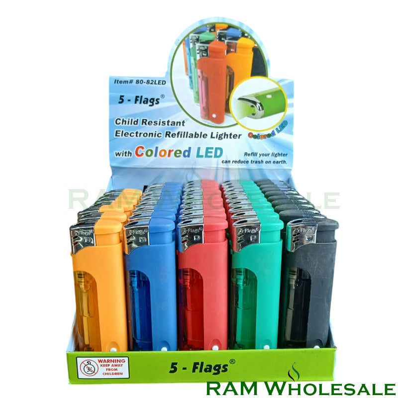 5-Flags Light Up Lighters 50 count