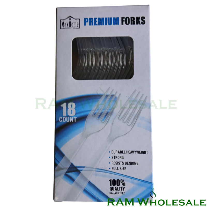 Premium Plastic Clear Forks 18/18ct