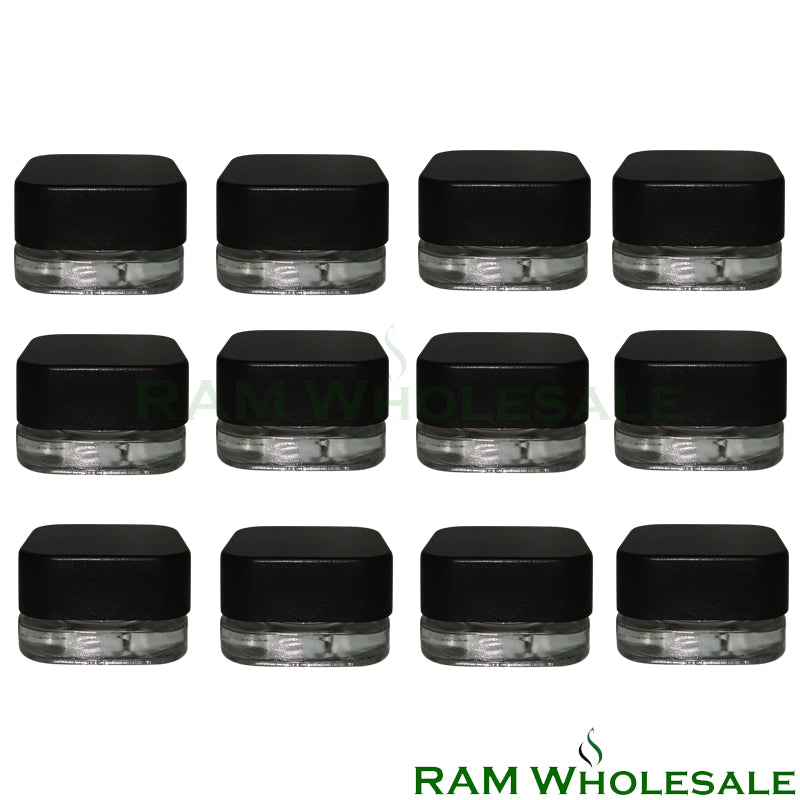 5ml Glass Square Container Black Top 12pk