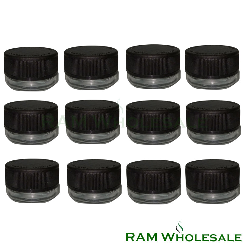 9ml Glass Octogon Container Black Top 12pk