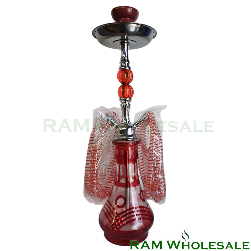 18" Red Double Hose Hookah