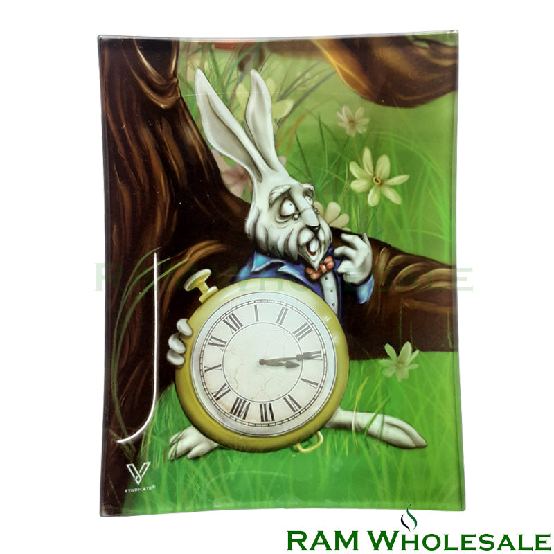 Glass Rolling Tray White Rabbit