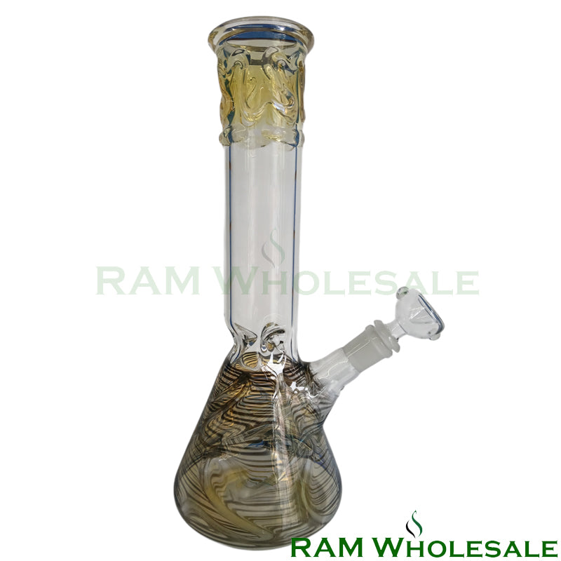 12" Green Glass On Glass Beaker Waterpipe - WP12007