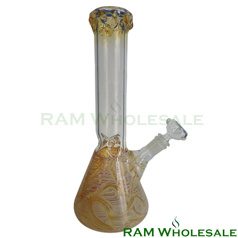 12" Yellow Glass On Glass Beaker Waterpipe - WP12006