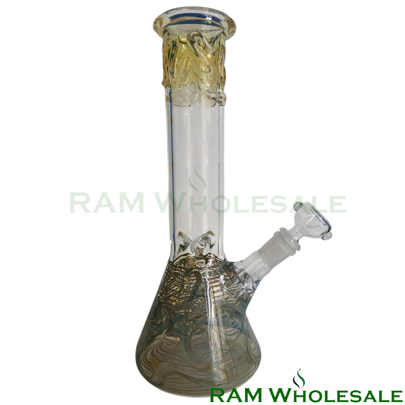 12" Blue Glass On Glass Beaker Waterpipe - WP12005