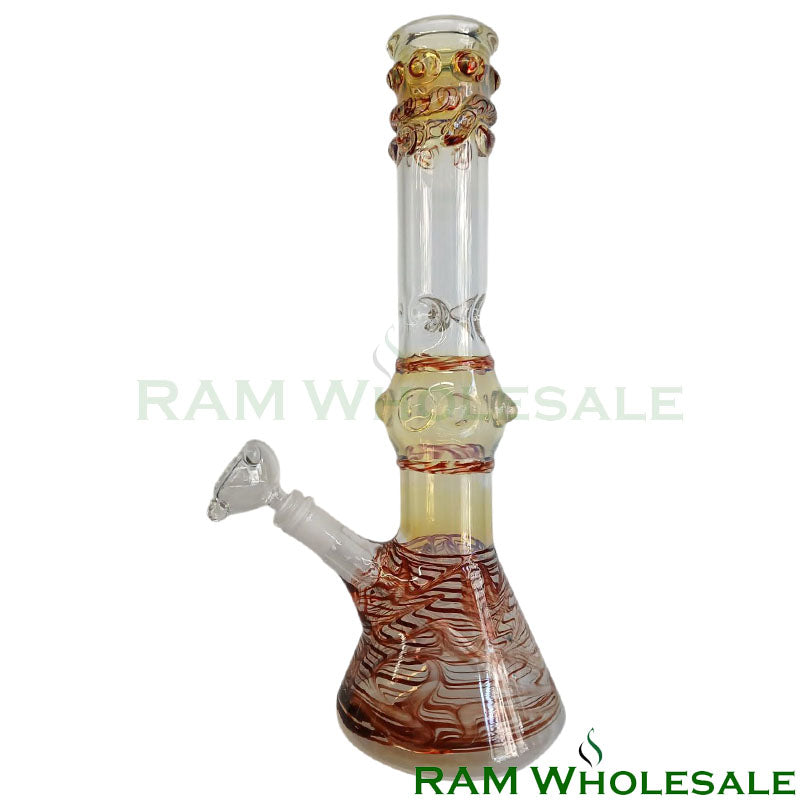 14" Red Water Pipe with Glass on Glass Joint and Bowl - WP14009