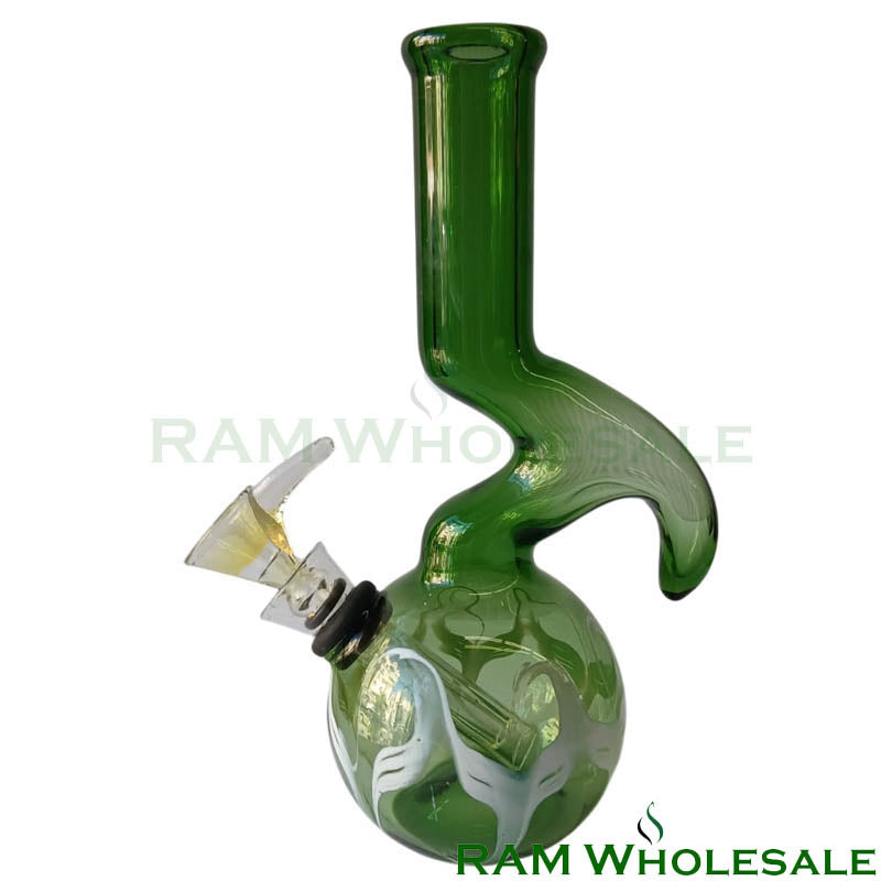 7" Green and White Ball Waterpipe - WP7001