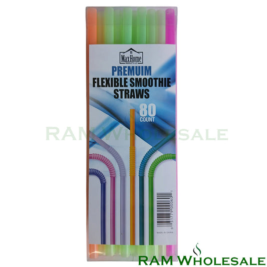 Premium Flexible Smoothie Straws 12/80ct
