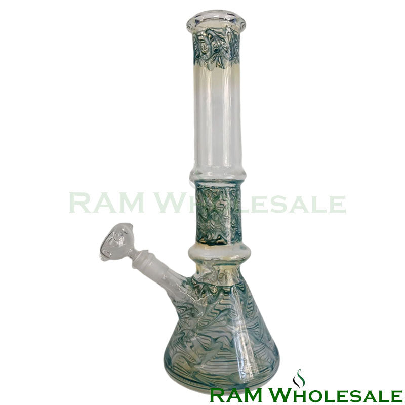 14" Teal Double Ring with Glass on Glass Joint and Bowl - WP14010