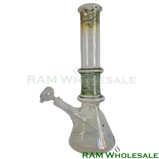 14" Green Double Ring with Glass on Glass Joint and Bowl - WP14003