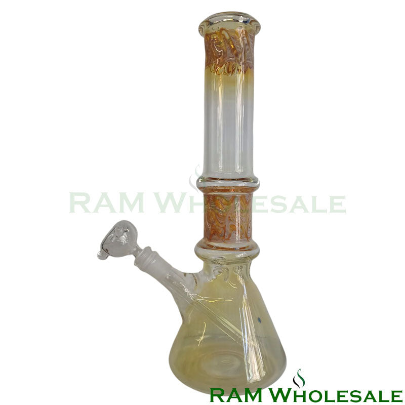 14" Amber Double Ring with Glass on Glass Joint and Bowl - WP14004