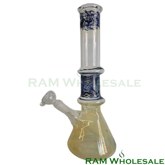 14" Blue Double Ring with Glass on Glass Joint and Bowl - WP14006