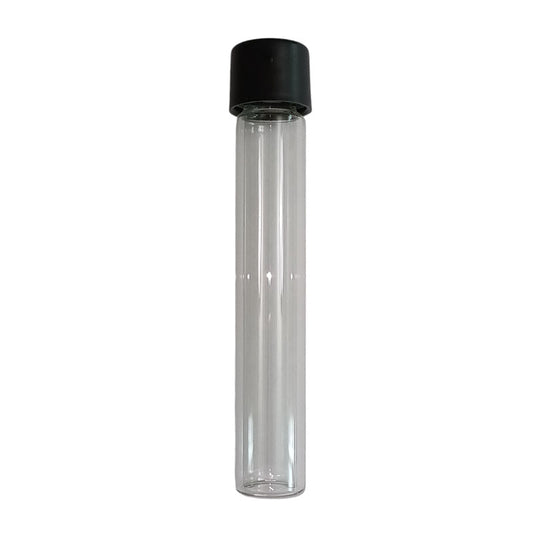 Glass Tube 120mm Child Proof Black Top 24pcs