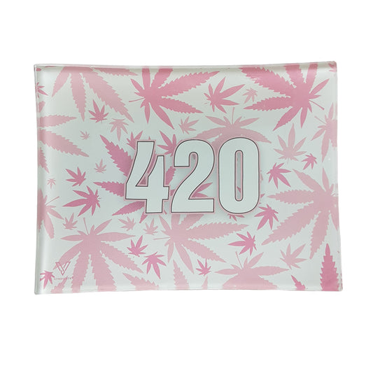 Glass Rolling Tray Pink 420